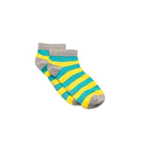 Polly & Andy Green & Yellow Stripe Bamboo Ankle Sock